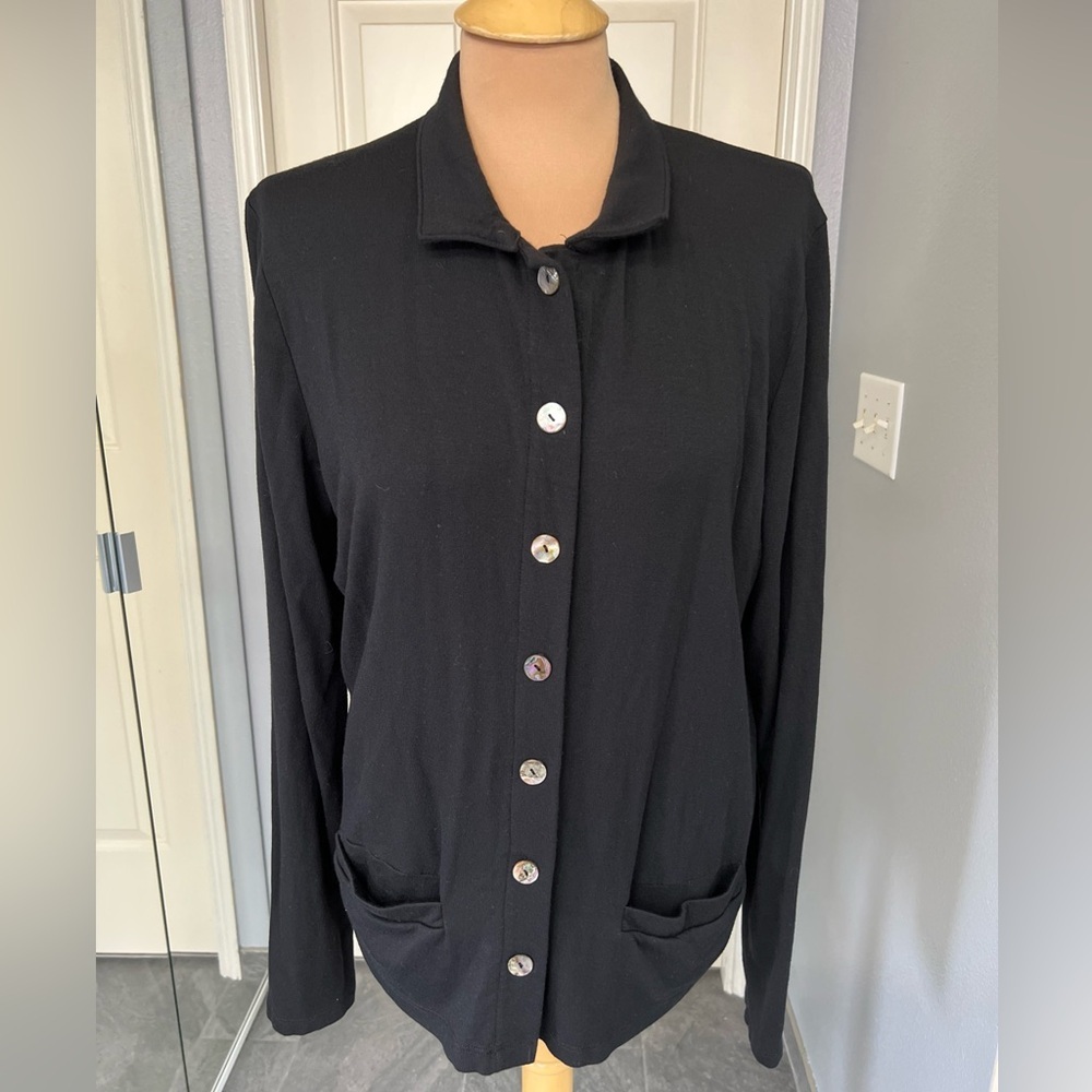 Bleusalt Malibu Black Button Front Cardigan Womens Size‎ 5 (1X) Capsule Wardrobe
